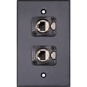 My Custom Shop WPBA-1230-B 1-Gang Black Anodized Wall Plate with 2 Neutrik etherCON Shielded Cat6a RJ45 Feedthrough