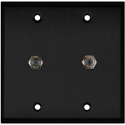 Photo of My Custom Shop WPBA-2102 2-Gang Black Anodized Wall Plate w/ Two F- Female Barrel Connectors