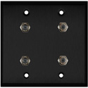 Photo of My Custom Shop 2-Gang Black Anodized Wall Plate w/ 4 F- Female Barrel Connectors