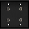 Photo of My Custom Shop WPBA-2103 2-Gang Black Anodized Wall Plate w/ 4 F- Female Barrel Connectors