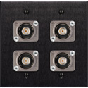 Photo of My Custom Shop WPBA-2108 2-Gang Black Anodized Wall Plate with 4 NEUTRIK 12G-SDI Recessed BNC Barrels