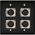 Photo of My Custom Shop WPBA-2111 2-Gang Black Anodized Wall Plate w/ 4 NEUTRIK Latching 3-Pin XLR-Fs