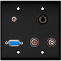 Photo of My Custom Shop WPBA-2124 2G Black Anodized Wall Plate w/ 1-HD15F/1-S-VIDEO/2-RCA Barrels and 1-3.5 Stereo Jack