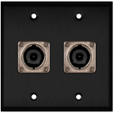 Photo of My Custom Shop WPBA-2155 2-Gang Black Anodized Wall Plate w/ 2 NEUTRIK NL8MPR 8 Pole speakON Connectors