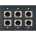 Photo of My Custom Shop 3-Gang Black Anodized Wall Plate w/ 6 NEUTRIK 3-Pin XLR Males