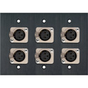 Photo of My Custom Shop 3-Gang Black Anodized Wall Plate w/ 6 Latching NEUTRIK 3-Pin XLR-Fs