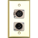 Photo of My Custom Shop WPBR-1113-COMBO 1-Gang Brass Wall Plate w/ Neutrik Single 3-Pin XLR Male & Single XLR Female