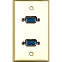 Photo of My Custom Shop WPBR-1137 1-Gang Brass Wall Plate w/ 2 HD 15-Pin Female Rear Solder Connectors