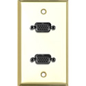 Photo of My Custom Shop 1-Gang Brass Wall Plate w/ 2 VGA HD 15-Pin Female Barrels