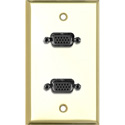 Photo of My Custom Shop WPBR-1139 1-Gang Brass Wall Plate w/ 2 VGA HD 15-Pin Female Barrels