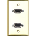 Photo of My Custom Shop WPBR-1141 1-Gang Brass Wall Plate w/ 2 9-Pin D-Sub Rear Solder Connectors