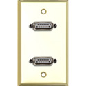 Photo of My Custom Shop WPBR-1145 1-Gang Brass Wall Plate w/ 2 15-Pin Female Rear Solder Connectors