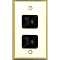 Photo of My Custom Shop WPBR-1153 1-Gang Brass Wall Plate w/ 2 CAT-5e RJ45 F-F Feedthrus