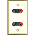 Photo of My Custom Shop WPBR-1164 1-Gang Brass Wall Plate w/ 2 Dual Binding Post Connectors
