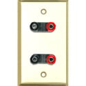 Photo of My Custom Shop 1-Gang Brass Wall Plate w/ 2 Dual Binding Post Connectors