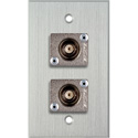 Photo of My Custom Shop WPCA-1104 1-Gang Clear Anodized Wall Plate with 2 Canare BCJ-JRUK 12G-SDI BNC Feed-Thrus