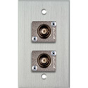 Photo of My Custom Shop 1-Gang Clear Anodized Wall Plate with 2 Canare BCJ-JRUK 12G-SDI BNC Feed-Thrus