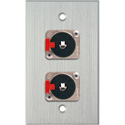 Photo of My Custom Shop WPCA-1112 1-Gang Clear Anodized Wall Plate w/ 2 Neutrik NJ3FP6C 1/4-Inch TRS Latching Jacks