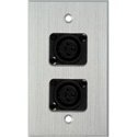 Photo of My Custom Shop WPCA-1118 1-Gang Clear Anodized Wall Plate w/ 2 Latchless 3-Pin Female XLRs