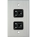 Photo of My Custom Shop WPCA-1153-6E 1-Gang Clear Anodized Wall Plate w/ 2 CAT-6 RJ45 F-F Feedthrus