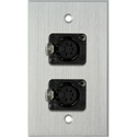 Photo of My Custom Shop WPCA-1179 1-Gang Clear Anodized Wall Plate w/ Two 5-Pin XLR DMX Connectors
