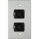 Photo of My Custom Shop 1-Gang Clear Anodized Wall Plate w/ Two 5-Pin XLR DMX Connectors
