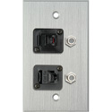 Photo of My Custom Shop 1-Gang Clear Anodized Wall Plate w/ 1-RJ45/1-RJ11 & 2- FJ-FJCM Barrel Connectors