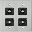 Photo of My Custom Shop WPCA-2103/R 2-Gang Clear Anodized Wall Plate w/ 4 Front Recessed F- Female Barrel Connectors