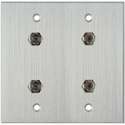 Photo of My Custom Shop WPCA-2103 2-Gang Clear Anodized Wall Plate w/ 4 F- Female Barrel Connectors