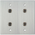 Photo of My Custom Shop 2-Gang Clear Anodized Wall Plate w/ 4 F- Female Barrel Connectors