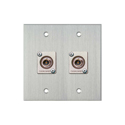 Photo of My Custom Shop WPCA-2107 2-Gang Clear Anodized Wall Plate with 2 Canare BCJ-JRUK 12G-SDI Recessed BNC Barrels