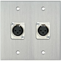 Photo of My Custom Shop WPCA-2112 2-Gang Clear Anodized Wall Plate w/ 2 Latchless 3-Pin XLR Females
