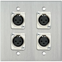 Photo of My Custom Shop WPCA-2113 2-Gang Clear Anodized Wall Plate w/ 4 Latchless 3-Pin XLR Females