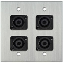 Photo of My Custom Shop WPCA-2119 2-Gang Clear Anodized Wall Plate w/ 4 NEUTRIK NL4MP 4-Pole speakONs