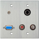 Photo of My Custom Shop WPCA-2124 2G Clear Anodized Wall Plate w/ 1-HD15F/1-S-VIDEO/2-RCA Barrels and 1-3.5 Stereo Jack