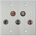 Photo of My Custom Shop WPCA-2128 2-Gang Clear Anodized Wall Plate w/ 3 BNC RGB Barrels & 2- RCA Barrels