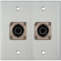 Photo of My Custom Shop WPCA-2155 2-Gang Clear Anodized Wall Plate w/ 2 Neutrik NL8MPR 8 Pole speakON Connectors