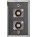 My Custom Shop 1-Gang Stainless Steel Wall Plate with 2 NEUTRIK 12G-SDI Recessed BNC Barrels
