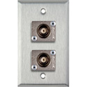 Photo of My Custom Shop 1-Gang Stainless Steel Wall Plate with 2 Canare BCJ-JRUK 12G-SDI BNC Feed-Thrus
