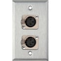 Photo of My Custom Shop WPL-1116 1-Gang Stainless Steel Wall Plate w/ 2 Neutrik Latching 3-Pin XLR Female Connectors