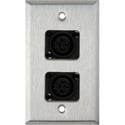 Photo of My Custom Shop WPL-11221-Gang Stainless Steel Wall Plate w/ 2 Plastic Latchless 3-Pin Female XLRs