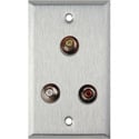 Photo of My Custom Shop WPL-1125 1-Gang Stainless Steel Wall Plate w/ 3 RCA Feed-Thru Barrels