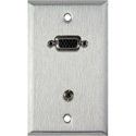 Photo of My Custom Shop WPL-1154-FT 1-Gang Stainless Steel Wall Plate w/ 15-Pin HD Female Barrel - Stereo Mini Jack Feedthru