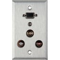 My Custom Shop 1-Gang Stainless Steel Wall Plate w/ 15-Pin HD Female Barrel /2 RCA Barrels/1 Mini Jack/1 BNC