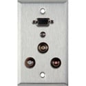 My Custom Shop WPL-1157 1-Gang Stainless Steel Wall Plate w/ 15-Pin HD Female Barrel /2 RCA Barrels/1 Mini Jack/1 BNC