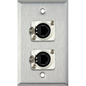 Photo of My Custom Shop WPL-1166 1-Gang Stainless Steel Wall Plate w/ 2 Neutrik RJ45 To Rear Krone Punchdown Connectors