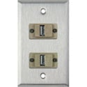 My Custom Shop 1-Gang Stainless Steel Wall Plate w/ 2 USB A to B Barrels