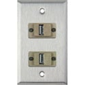 My Custom Shop WPL-1177 1-Gang Stainless Steel Wall Plate w/ 2 USB A to B Barrels