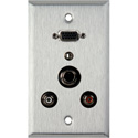 Photo of My Custom Shop WPL-1180 1-Gang Stainless Steel Wall Plate w/ 1 VGA Feed Thru 1 SVHS 2 RCA & 1 3.5 Stereo Mini Jack