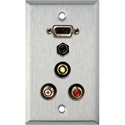 Photo of My Custom Shop WPL-1181-FT 1-Gang Stainless Steel Wall Plate w/ VGA-F/ 3 RCA/ 3.5mm TRS (all feedthru)